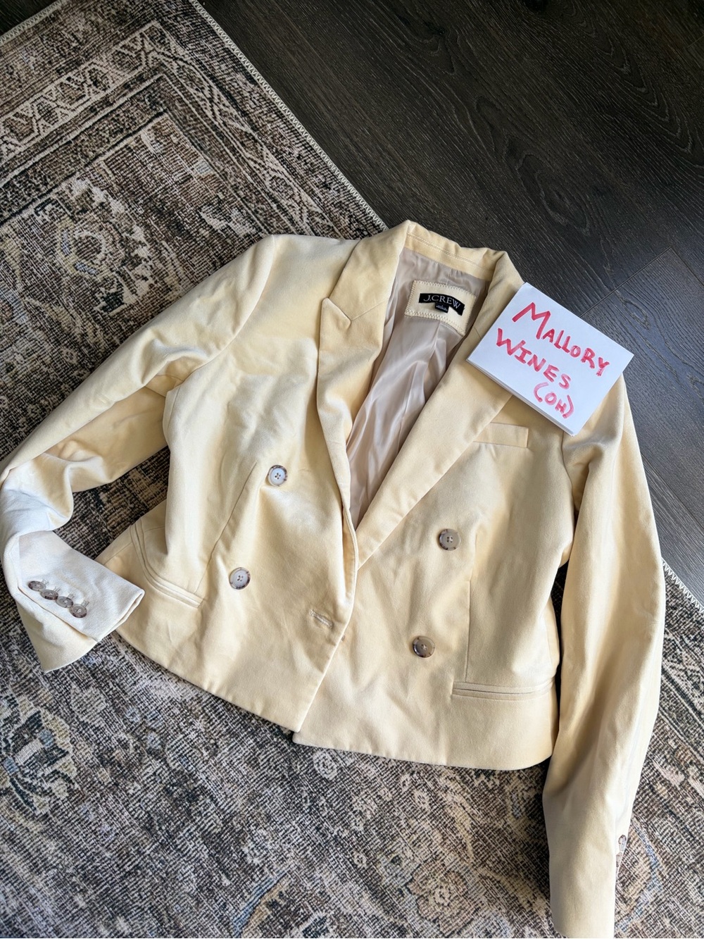 J. Crew Double-Breasted Pale Yellow Blazer